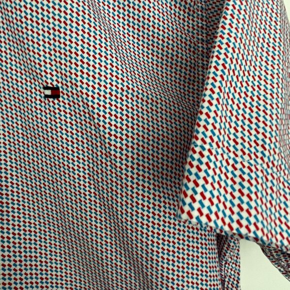 Tommy Hilfiger Cotton Button Down Short Sleeve Custom Fit Red Shirt Medi… - Picture 3 of 8